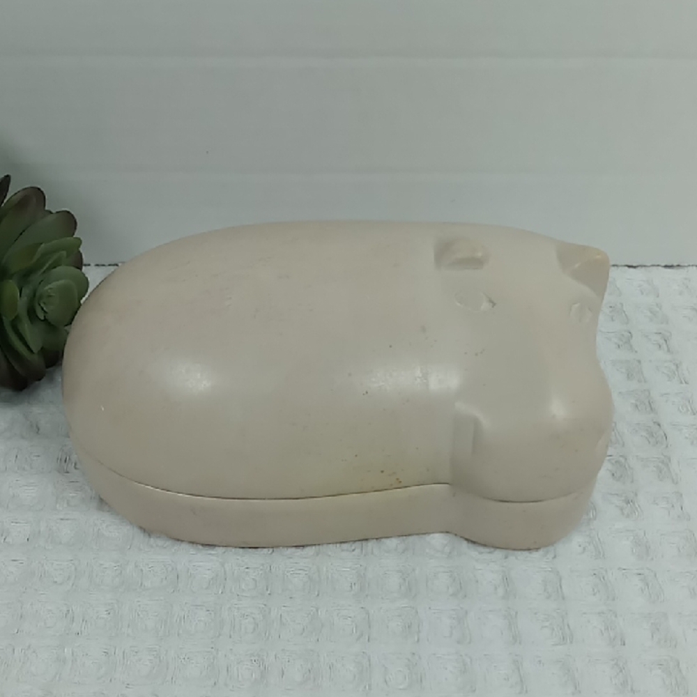 Hand Carved Soapstone Hippo Trinket/Jewelry Box